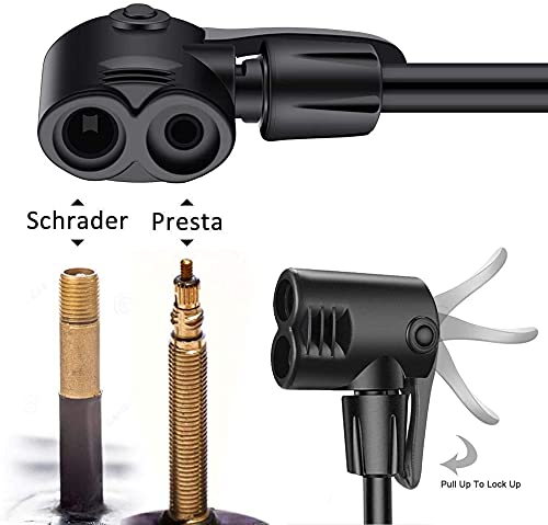 GOBKO Bike Pump Bicycle Floor Pump with Gauge, Bicycle Pumps with Presta and Schrader tire Pump multifunctional Air Pump for Road Bike MTB Sports Balls Pump High Pressure 160Psi &11Bar