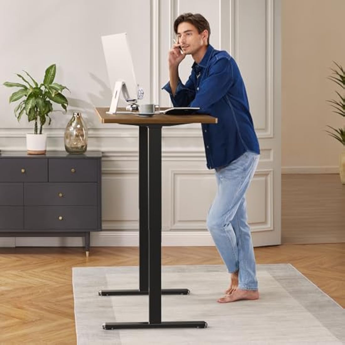 ErGear Standing Desk Frame, Dual Motor Electric Height Adjustable Desk Legs, Stand Up Table Frame with 4 Memory Controls for Home Office, Supports Up to 120KG (Black)