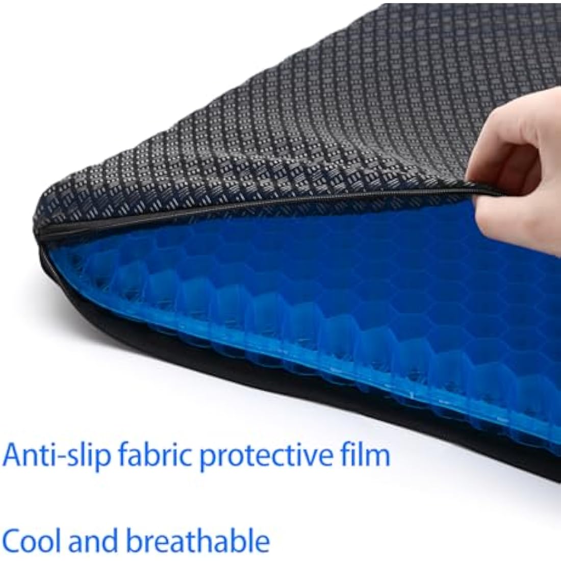 2022 NewLarge Gel Seat Cushion, Honeycomb Design Double Thick Gel Cushion with Relieving Back coccyx Pain Pressure, for Car Office Home Wheelchair&Chair