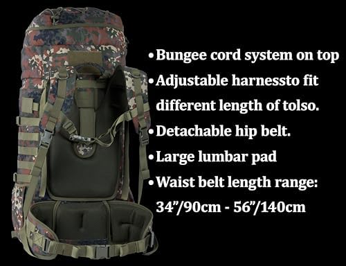 BACKFERRY 75L Tactical Backpack with Internal Frame, MOLLE, and Hydration System for Camping,Hunting,Backpacking,Hiking and Wild Adventure