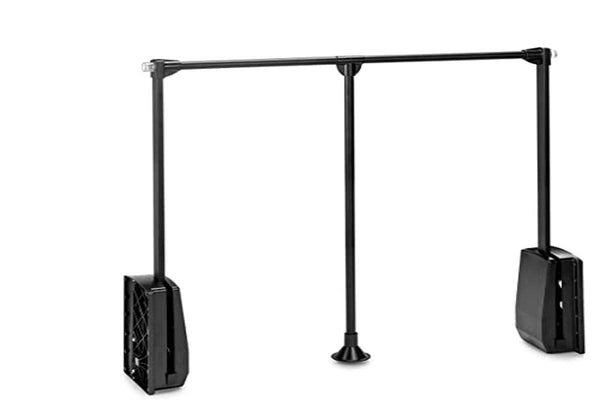 Emuca - Hang Pull Down Wardrobe Rail Lift, Adjustable Width 32,6-45,27 inch (830-1150mm), Steel and Plastic, Black
