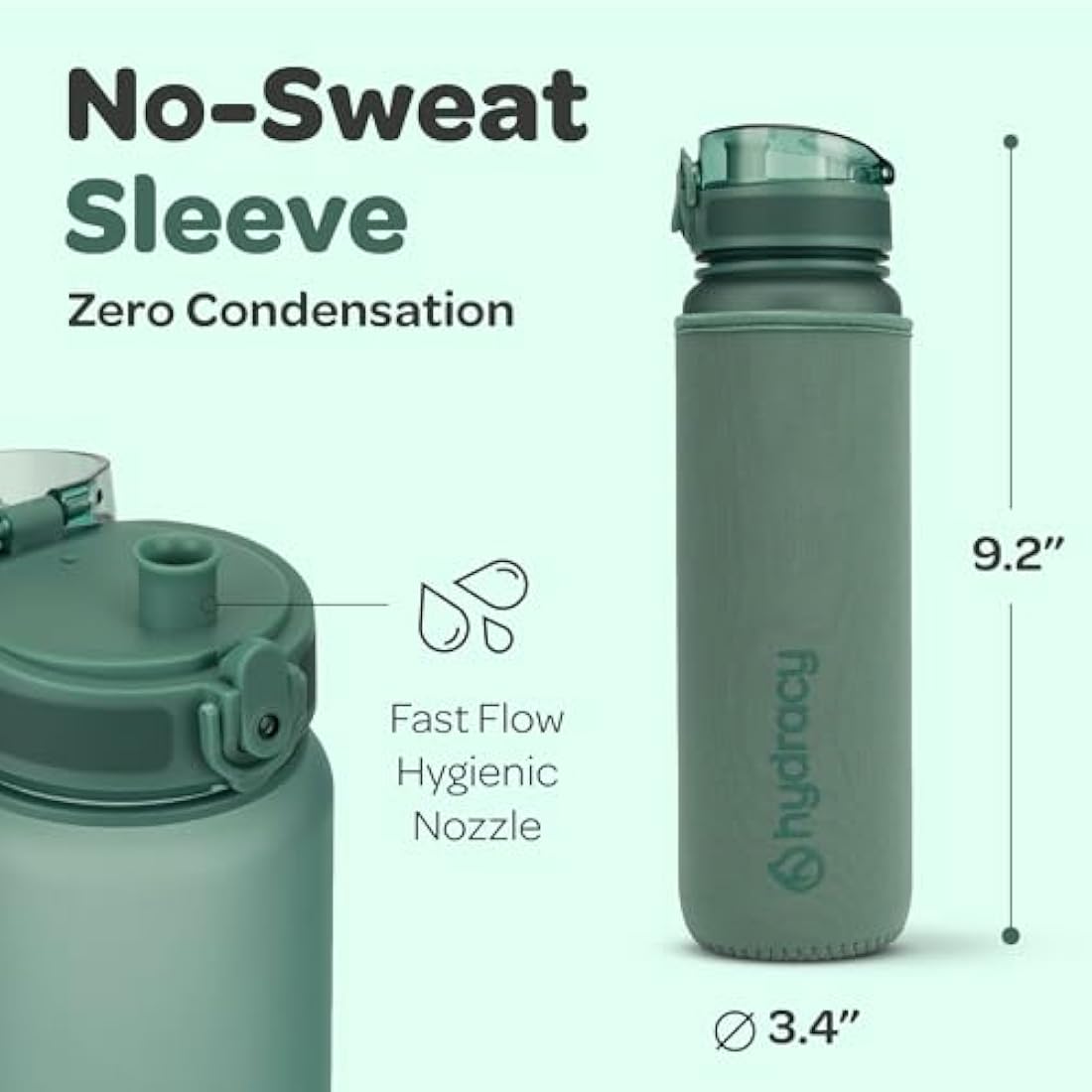Hydracy Water Bottle with Time Marker -Large 1 Litre BPA Free Water Bottle & No Sweat Sleeve -Leak Proof Gym Bottle with Fruit Infuser Strainer & Times to Drink -Ideal for Fitness Sport & Outdoor