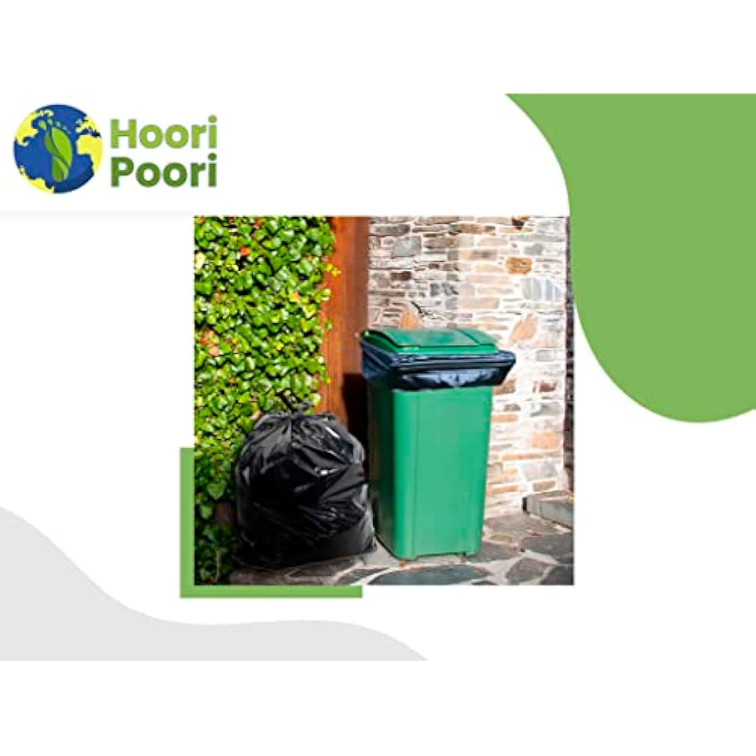 HooriPoori 20 super strong Heavy Duty Wheelie Bin Liners 240 Litre Large Wheelie Bin Bags Black Refuse Sacks For Home, Garden Kitchen House Office Caterers Rubbish 100% Waste Recycled Material