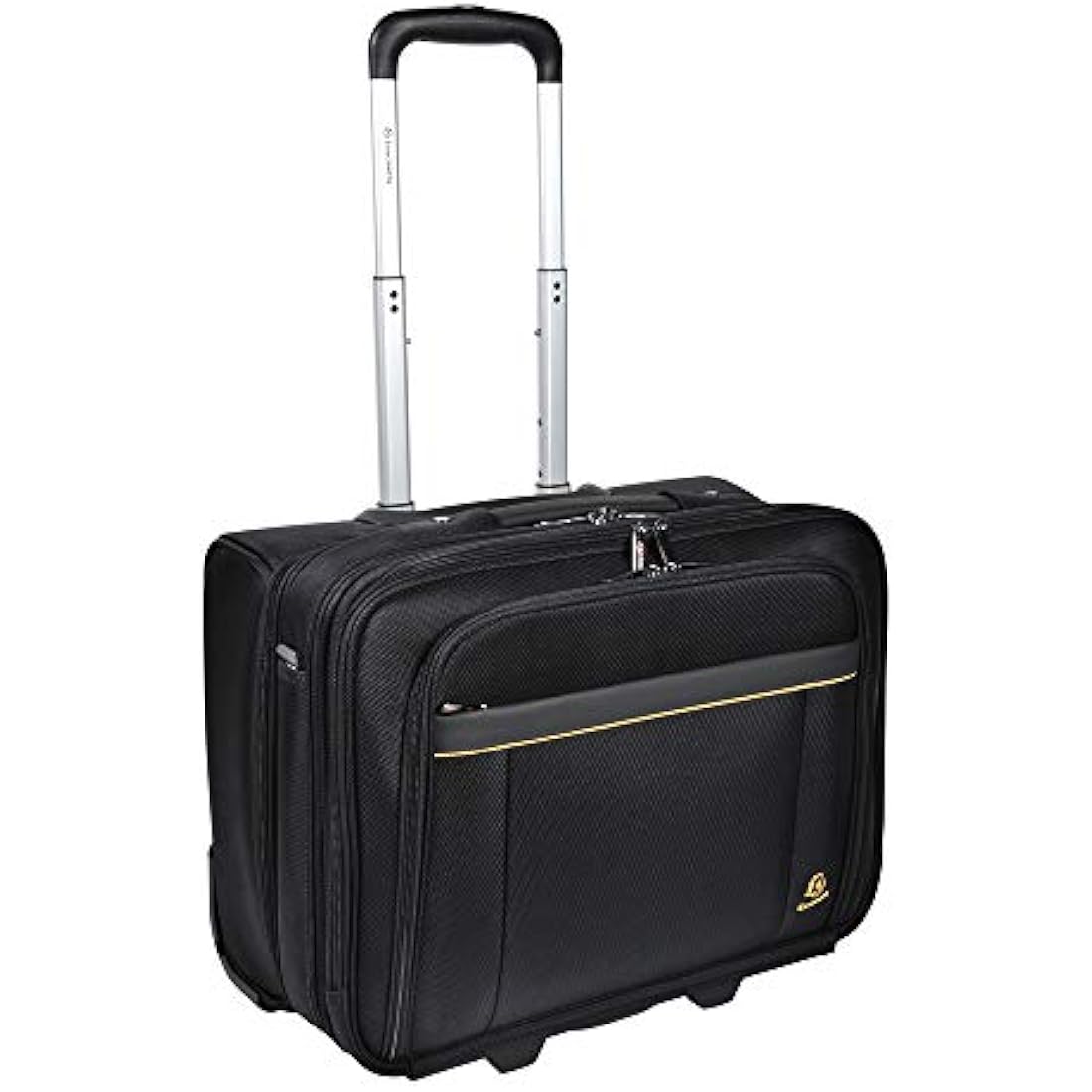 Exacompta - Ref 18534E - Exactive - Exatrolley Travel Suitcase With Wheels and a Telescopic Handle - 450 x 250 x 395mm in Size, Padded Compartment for a 15.6" Laptop - Black & Orange