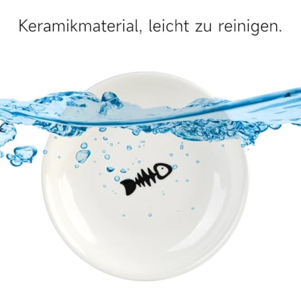 Dorakitten 4Pcs Cat Bowl, Ceramic Raised Cat Food Bowl, Elevated Pet Bowl,Anti Vomiting Cat Feeding Bowl, Non Slip Cat Dish, Protect Pet's Spine Make Cats Feel Comfortable, Dishwasher Safe