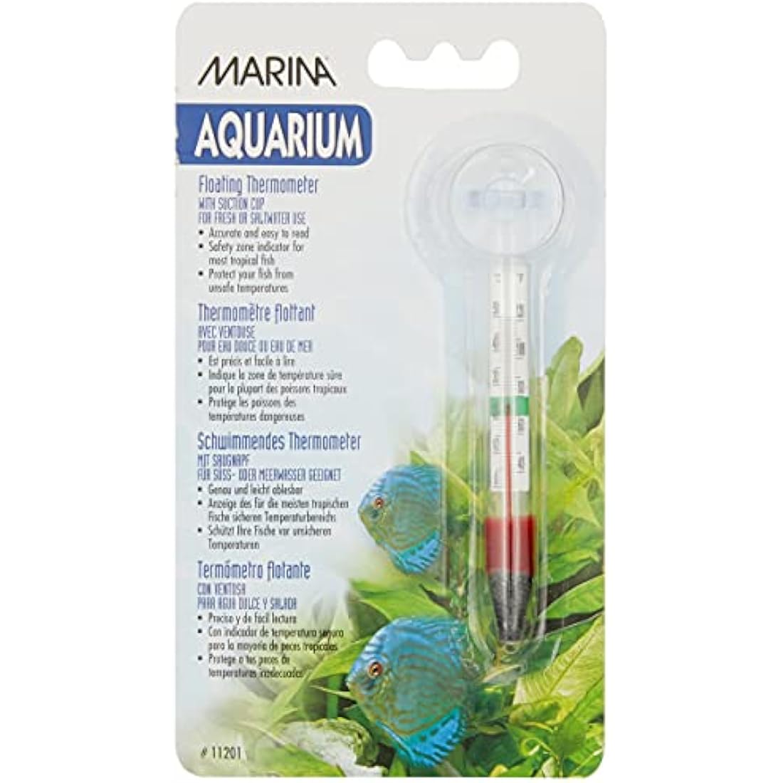 Marina Aquarium Floating Glass Thermometer with Sucker, Transparent