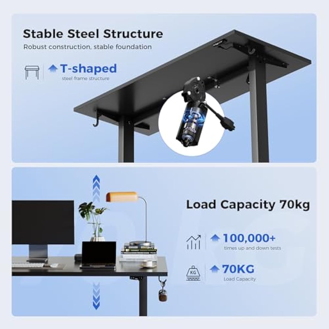 Agilestic Electric Standing Desk, 100 x 60 cm Height Adjustable Sit Stand Desk with Splice Board and Memory Smart Pannel, Home Office Desks, Black