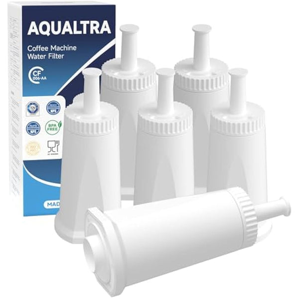 AQUALTRA Coffee Machine Water Filter Compatible with Sage SES875, SES008, SES810, SES878, SES008WHT0NEU1, SES880/920/980/990/500, Breville BES Series, 6 Pack