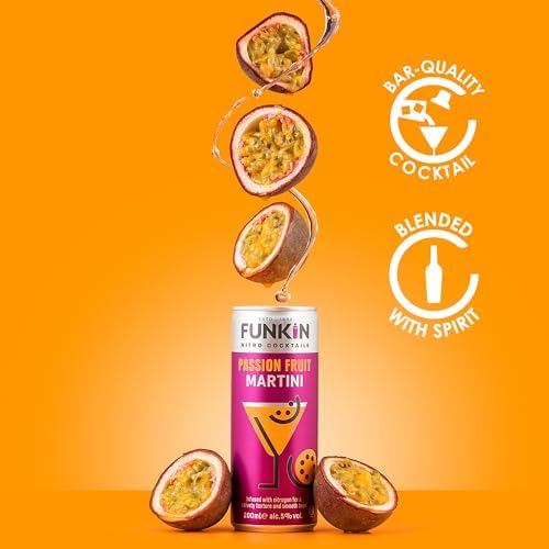 Funkin Passion Fruit Martini Pre-Mixed Cocktail Cans 200 ml (Case of 12) | Premium Ready to Drink Cocktails - Bar Quality Drinks Made with Real Fruit and Nitro Infused