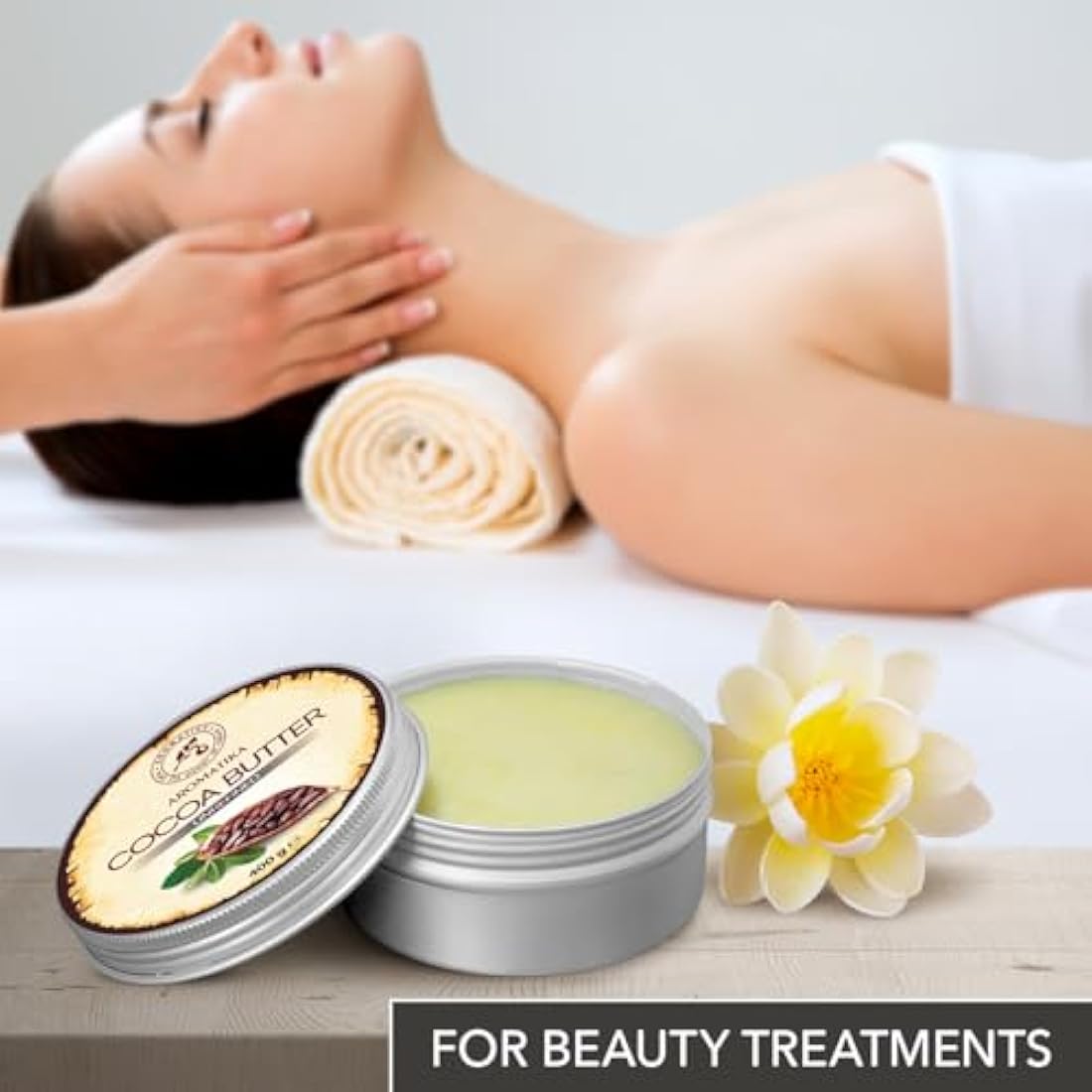 Cocoa Butter 400g - Unrefined - Pure & Natural - Cocoa Butter for Beauty Care - Moisturiser for Hair - Skin - Lips - Face - Body - Massage - Good for Beauty