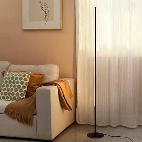 EDISHINE LED Floor Lamp, 57.5" Stepless Dimmable Minimalist Standing Lamp, Corner Lamp for Living Room, Bedroom, Office, 1100Lm 3000K Warm White Light, Black