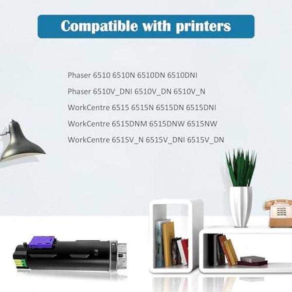 ASEKER Compatible for 6515 6510 Toner Cartridge for WorkCentre 6515DN 6515DNI 6515DNM 6515N Phaser 6510DN 6510DNI 6510DNM 6510N Printers (2BK/C/M/Y)