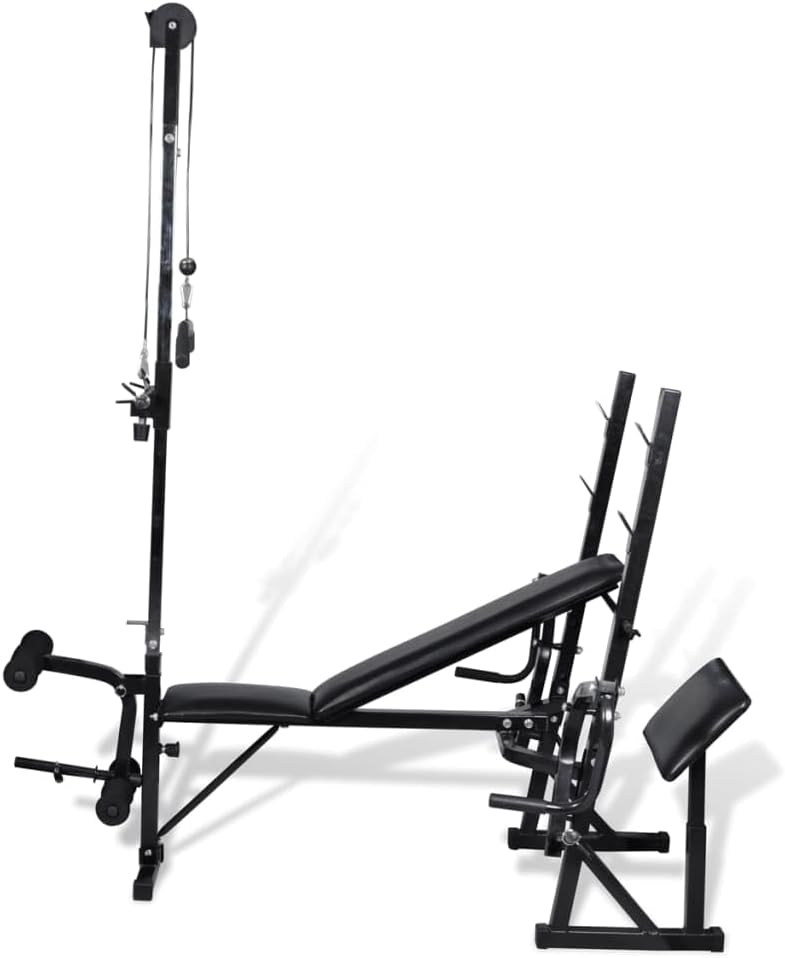 vidaXL Adjustable Fitness Workout Bench - Home Gym Equipment for Full Body Exercise, Sturdy Steel Construction, Suitable for Arms, Legs, Back Muscles