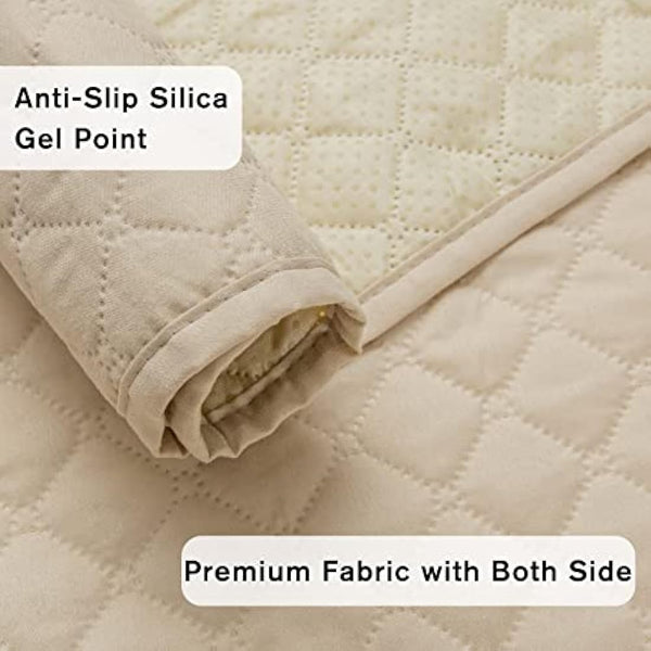 XINEAGE Quilted Sofa Covers 3 Seater, Water Resistant Couch Covers for 3 Seater, Non Slip Sofa Slipcoevrs for Dogs Pets, Reversible Sofa Protector with Elastic Strap Washable (Sofa, Beige)