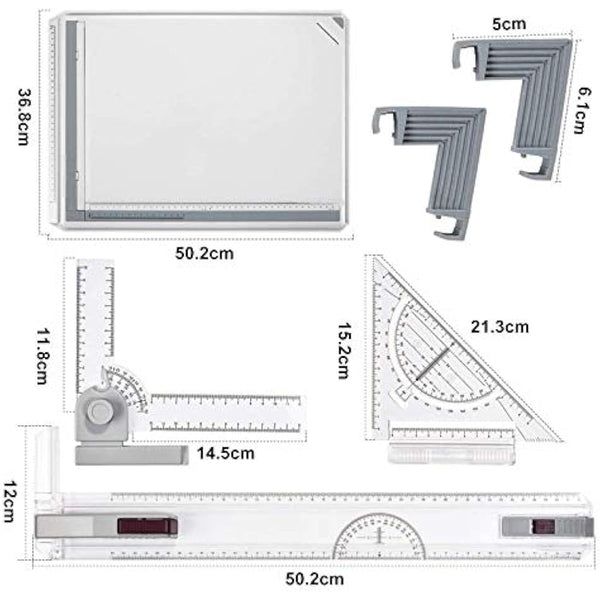 TEHEO A3 Drawing Board, Drafting Table Multi-Function Painting, Writing & Drawing Table with Parallel Motion and Adjustable Angle, Technical Drawing, Metric System Art, Architectural Graphics Supplies