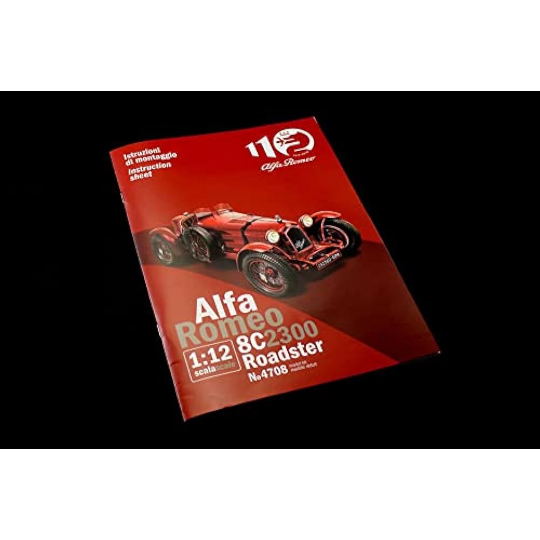 Italeri 4708S Alfa Romeo 1:12 8C/2300 1931-33 Building, Stand Model Making, Crafts, Hobby, Gluing, Plastic Kit, red, Mittel