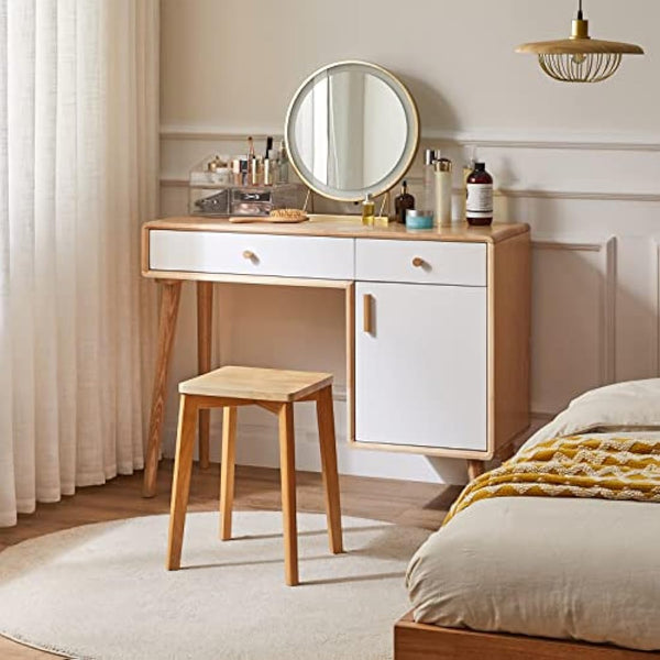 IBUYKE Square Wooden Stool, Stacking Stools, Solid Wood Makeup Stool, Small stool for Home, Kitchen, Office, Classroom, 29x44x33cm RF-1501