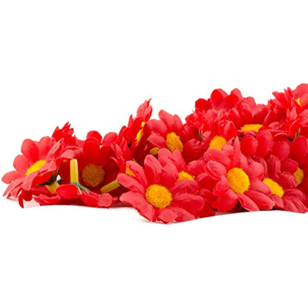 AKORD Artificial Gerbera Daisy Flowers Heads for DIY Wedding Party, Red, 0.38 x 0.38 x 0.2 cm
