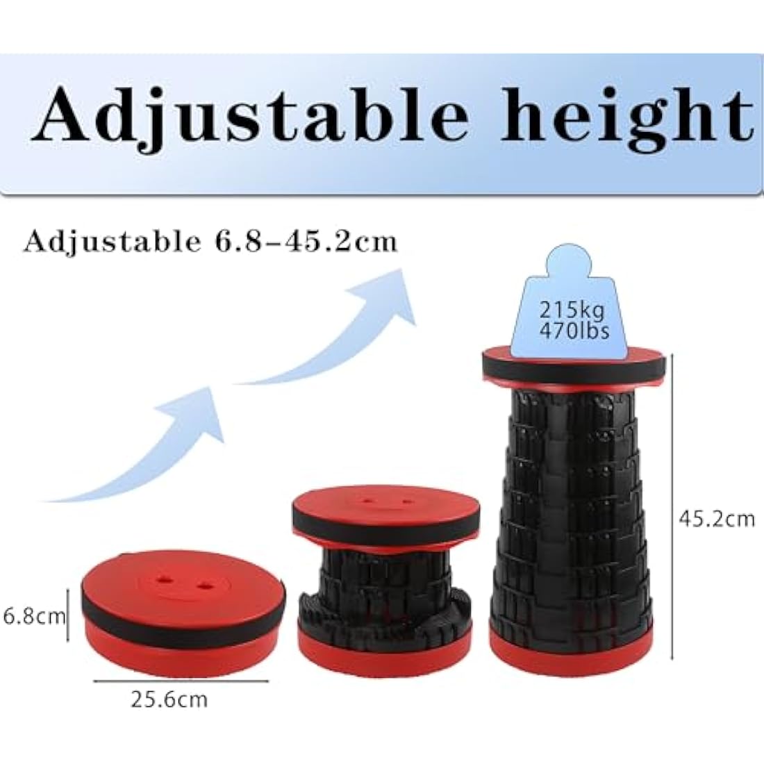 HVDHYY Telescopic Stool Folding Stools for Adults 2pcs Max Load 460lbs/210KG Camping Foldable Stool Seat Portable Collapsible Telescoping Stool for Outdoor BBQ Garden Outdoor Camping Indoor (Red)