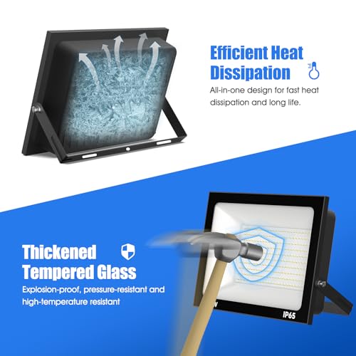 Royana 200W 20000LM LED Floodlight, Super Bright 3000K Warm White Security Lights, IP65 Waterproof Outdoor FloodLight for Yard, Garage, Warehouse,