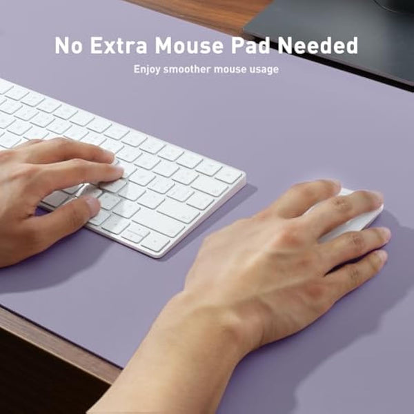 Aothia Leather Desk Mat, Large Mouse Mat, Non-Slip Desk Pad Desk Protector Mat, Waterproof PU Leather Laptop Mat Table Mat Desk Writing Pad for Office and Home (91cmx43cm, Lavender)