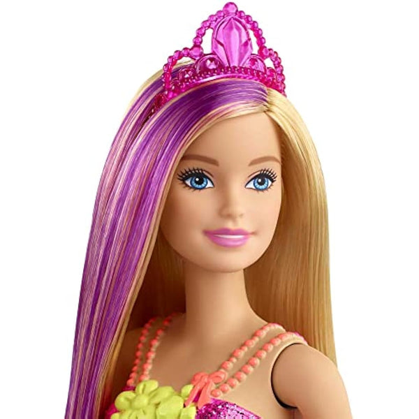 Barbie Dreamtopia Princess Doll, 12-Inch, Blonde with Purple Hairstreak Wearing Pink Skirt and Tiara, for 3 to 7 Year Olds, GJK13