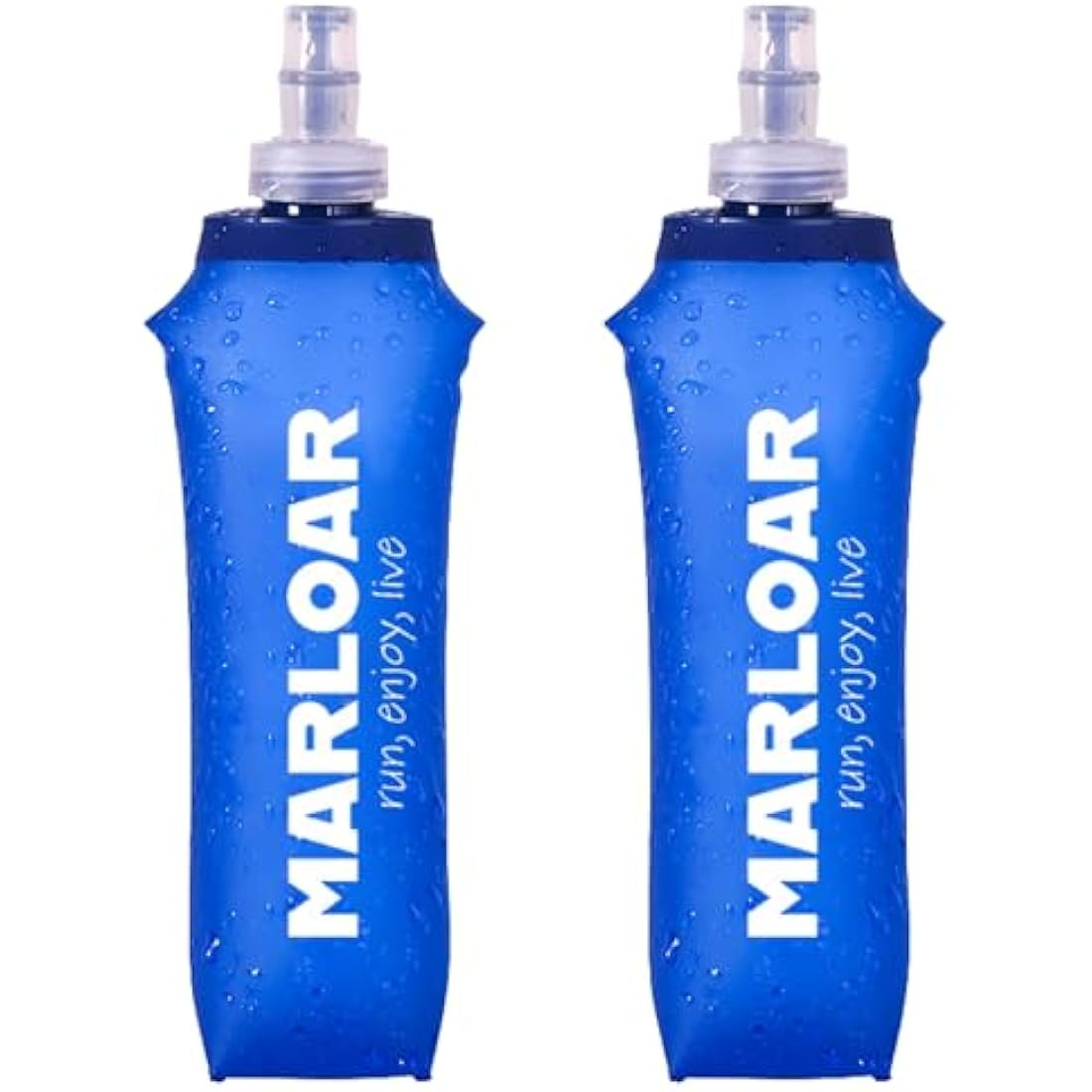 MARLOAR Soft Flask - Running Water Bottle - Running bottle - Collapsible Bottle - Silicone Collapsible Bottle - Pack of 2 Soft Flask 500ml for Running, Hiking, BPA Free (2 Pieces Blue)