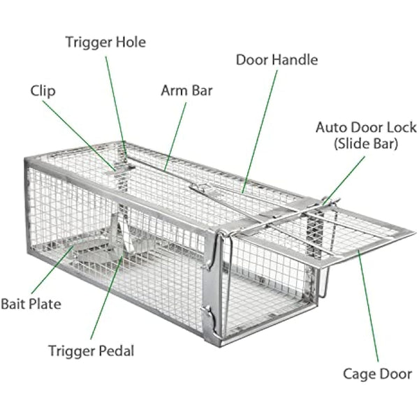 Anyhall 2-Pack Rat Traps Humane Live Mouse Cage Traps (Silver)