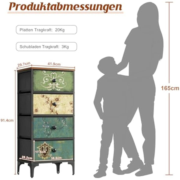 LYNCOHOME Chest of Drawers, Slim Bedroom Furniture with 4 Drawers, Storage Unit for Hallway, Living Room, Entryway, Nursery