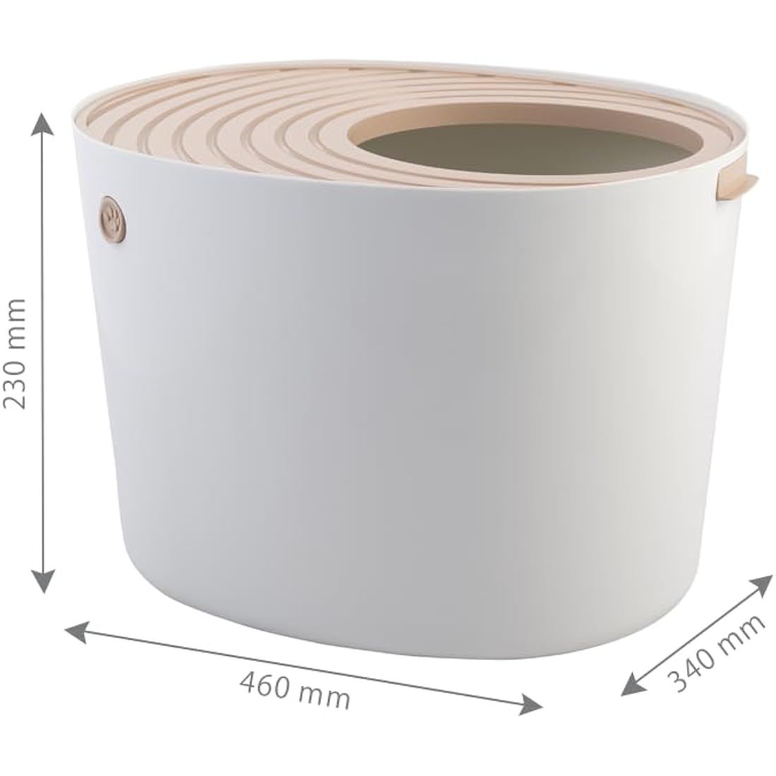Iris Ohyama Cat Litter Box with Scoop, Up to 7kg, Beige, Top Entry, Cat Litter Tray, Enclosed, For Kitten, High Sided, Hooded, Large, Jumbo, BPA Free, Deep, Easy to Clean, PUNT-530