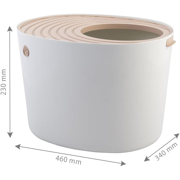 Iris Ohyama Cat Litter Box with Scoop, Up to 7kg, Beige, Top Entry, Cat Litter Tray, Enclosed, For Kitten, High Sided, Hooded, Large, Jumbo, BPA Free, Deep, Easy to Clean, PUNT-530