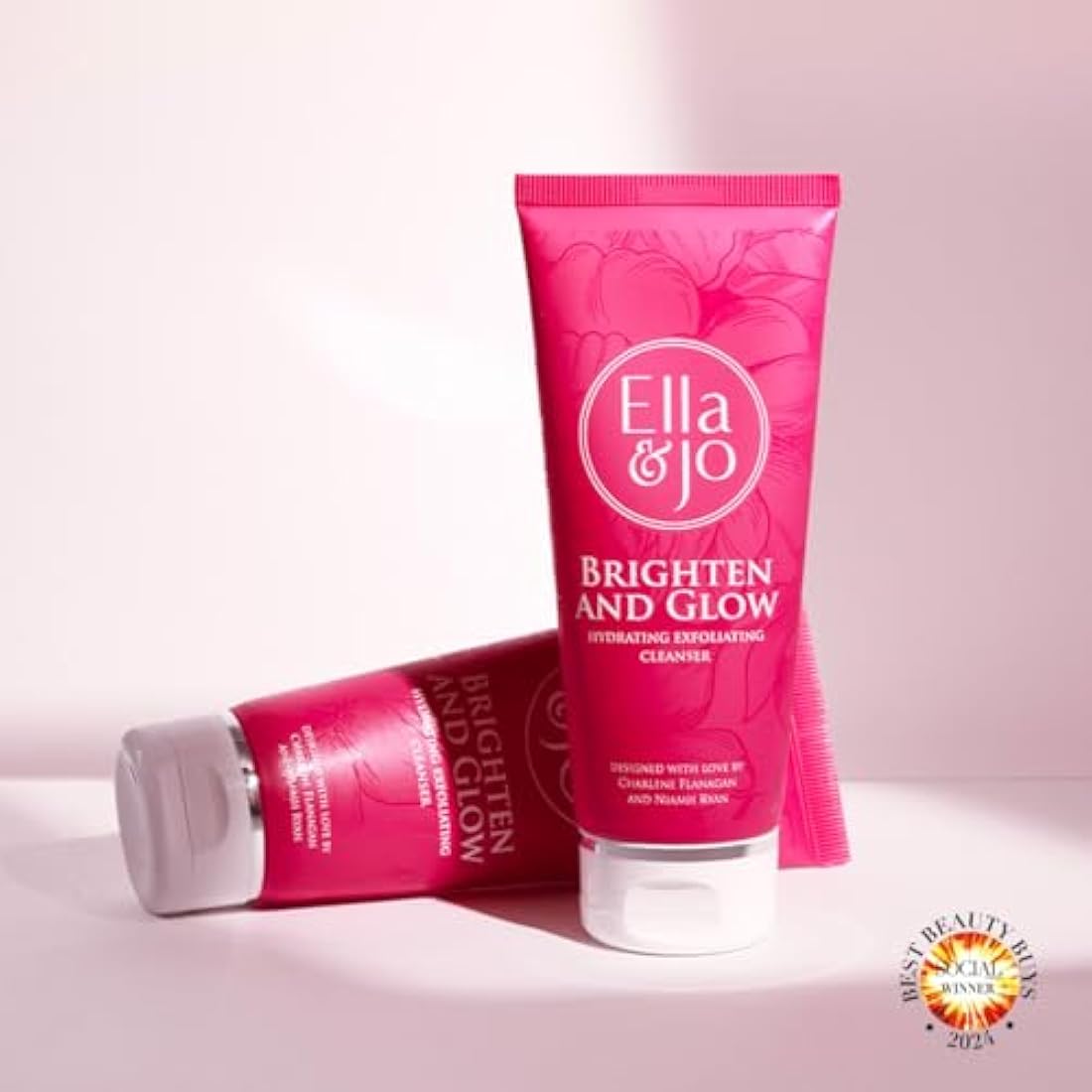 Ella & Jo Brighten & Glow Hydrating Exfoliating Cleanser - Gentle Daily Face Exfoliator with Pumpkin Enzyme, Vitamin A, E, and Omega 6 for a Brighter, Glowing, Hydrated, and Smoother Appearance