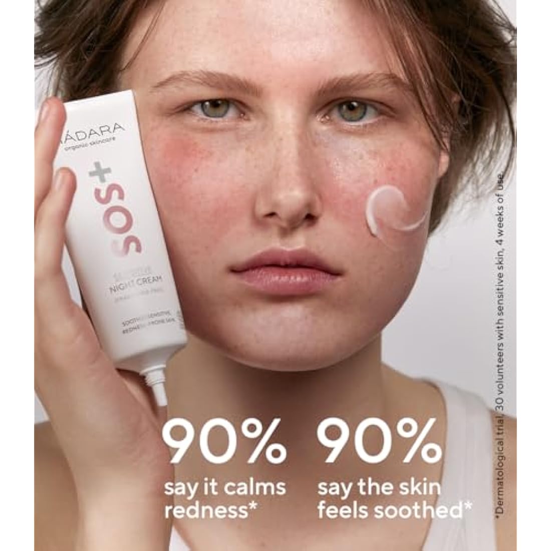 MÁDARA Organic Skincare | SOS+ SENSITIVE Night Cream, 70ml – Calming Moisture For Sensitive, Redness-prone Complexions, Dermatologically Proven to Soothe Redness, Fragrance And Colourant-free