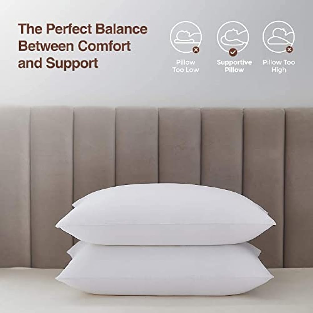 SM Decor Pillows 4 Pack, Medium Support Bounce To Back Hotel Quality Firm Filling Bed Pillows For Side, Stomach And Back Sleeper, Firm Body Pillows