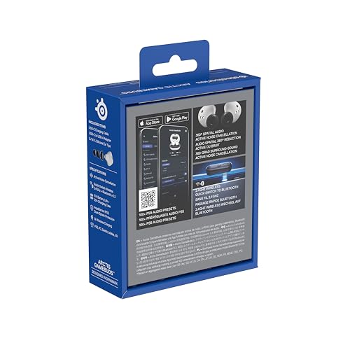 SteelSeries Arctis GameBuds for PS5 - Wireless Gaming Earbuds - 2.4GHz + BT 5.3 - ANC/Transparency - IP55 Water Resistant - 40H Battery - Wireless Charging - PS5, PC, Switch 2, Mobile - White