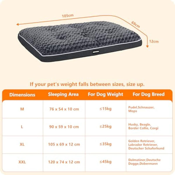 HMTOPE Orthopaedic Dog Bed, Double Deck Design, Washable Dog Cushion, Removable Dog Basket, 105 cm for Medium Dogs, Dark Grey