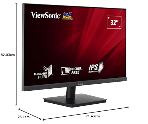 ViewSonic VA3209-2K-MHD 32-inch 2K QHD IPS Monitor, 75Hz VRR, HDR10, with HDMI, DisplayPort, Integrated Speakers