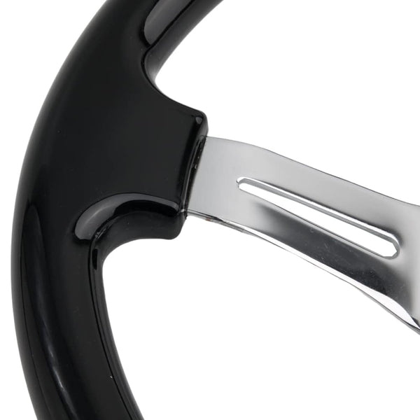 350mm Green Racing Steering Wheel Neo Chrome Spoke Universal 6 Bolts 45mm Deep Dish Classic ABS Wood Steering Wheel with Horn Button