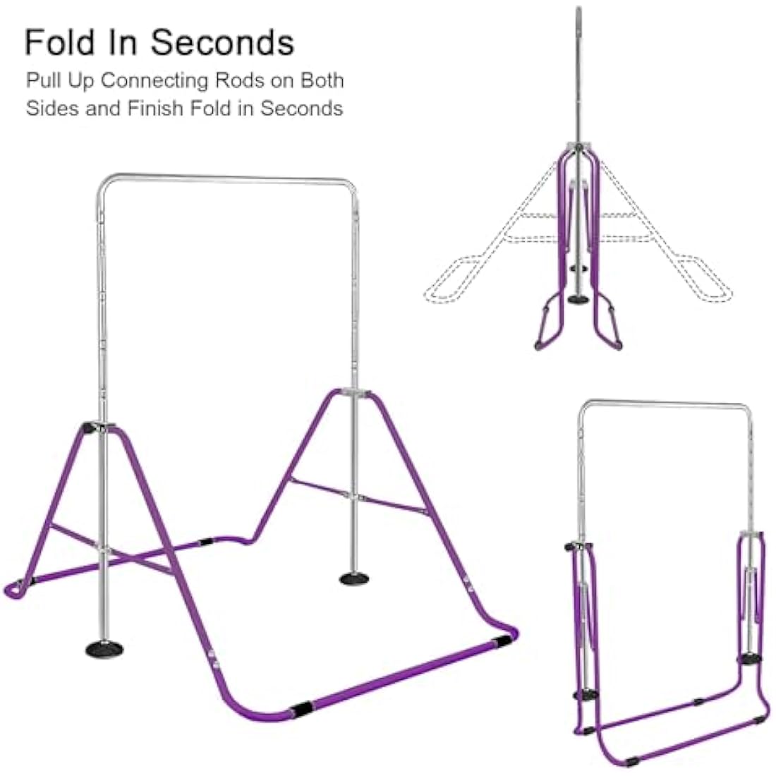 FBSPORT Gymnastics Bars, Horizontal Bar Expandable Gymnastics Kids Bar Folding Bar Junior Training Bar Multifunction Gym Training Equipment Home Training Adjustable Height Kip Bar