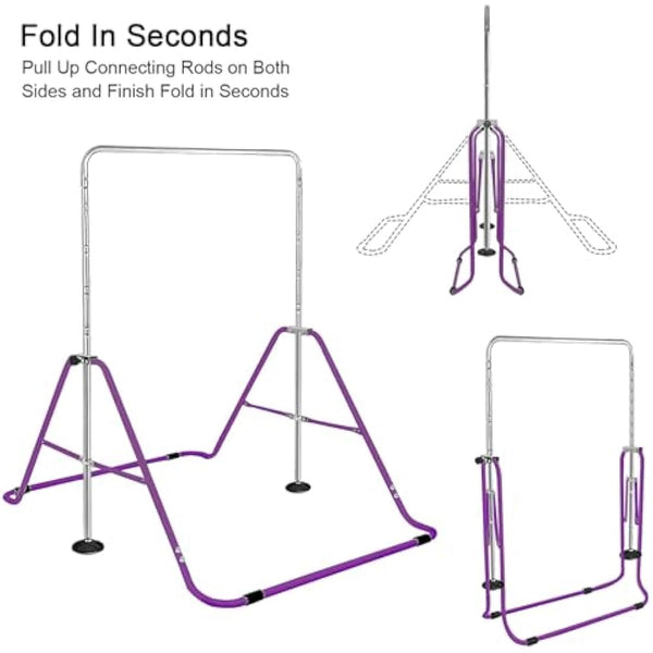 FBSPORT Gymnastics Bars, Horizontal Bar Expandable Gymnastics Kids Bar Folding Bar Junior Training Bar Multifunction Gym Training Equipment Home Training Adjustable Height Kip Bar