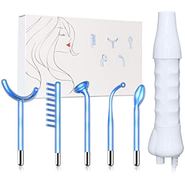 High Frequency Facial Wand Machine, ‎FAZJEUNE 5 in 1 Portable Handheld Face Massager Skin Care Device Tightening Machine Set Acne Spot Treatment Reducing Puffy Eyes Wrinkles Dark Circles Freckle