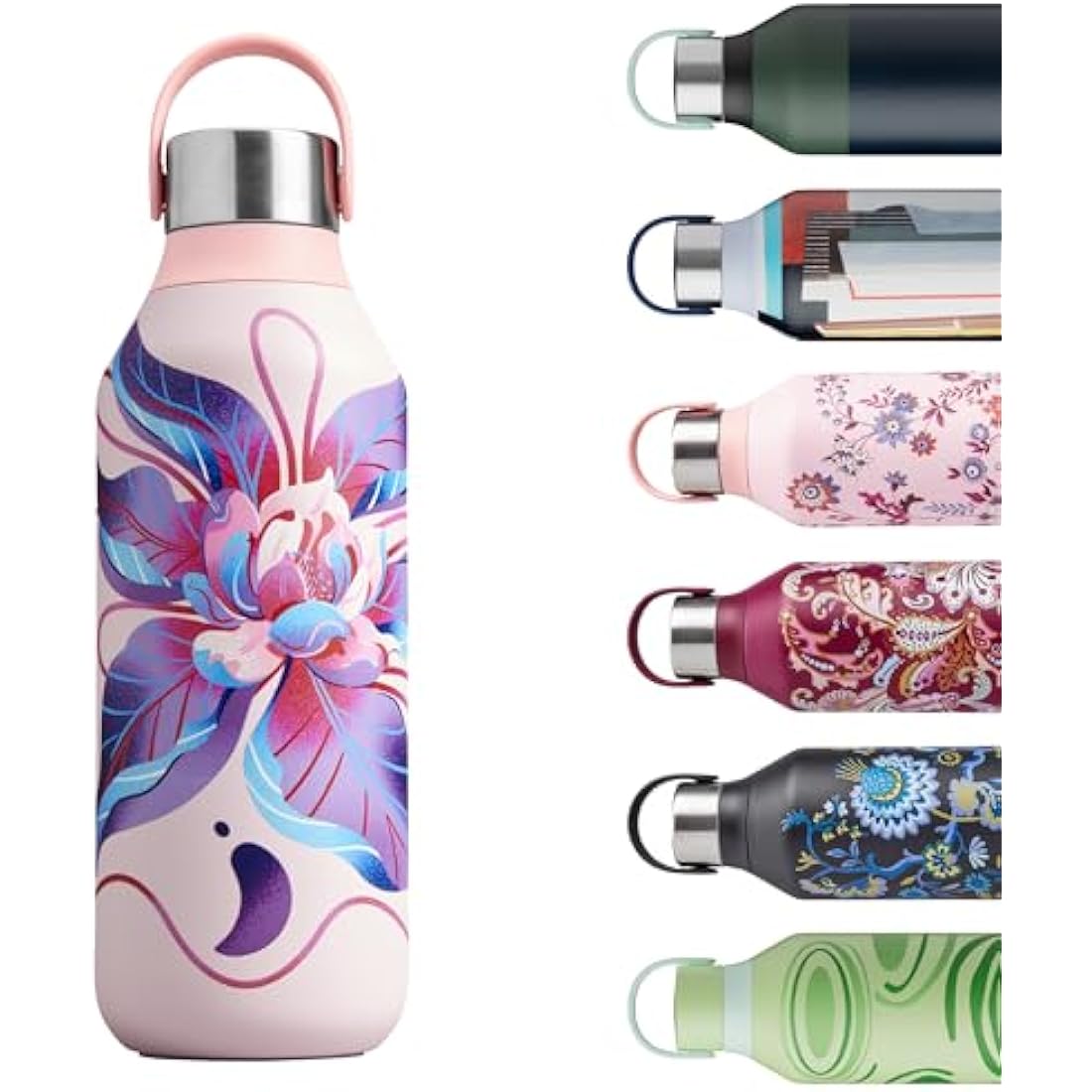 Chilly's Series 2 Water Bottle - Stainless Steel Thermal Bottles with Double Wall Vacuum, Soft Collar & Carry Loop - 24hrs Cold, 12hrs Hot - For Office, Home & Travel - Available in 350ml, 500ml & 1L