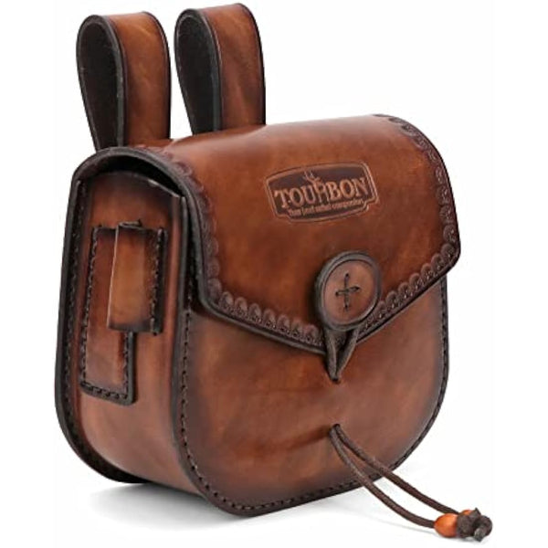 TOURBON Multitool Leather Belt Pouch EDC Fire Starter Holder for Outdoor Camping Survival Hunting