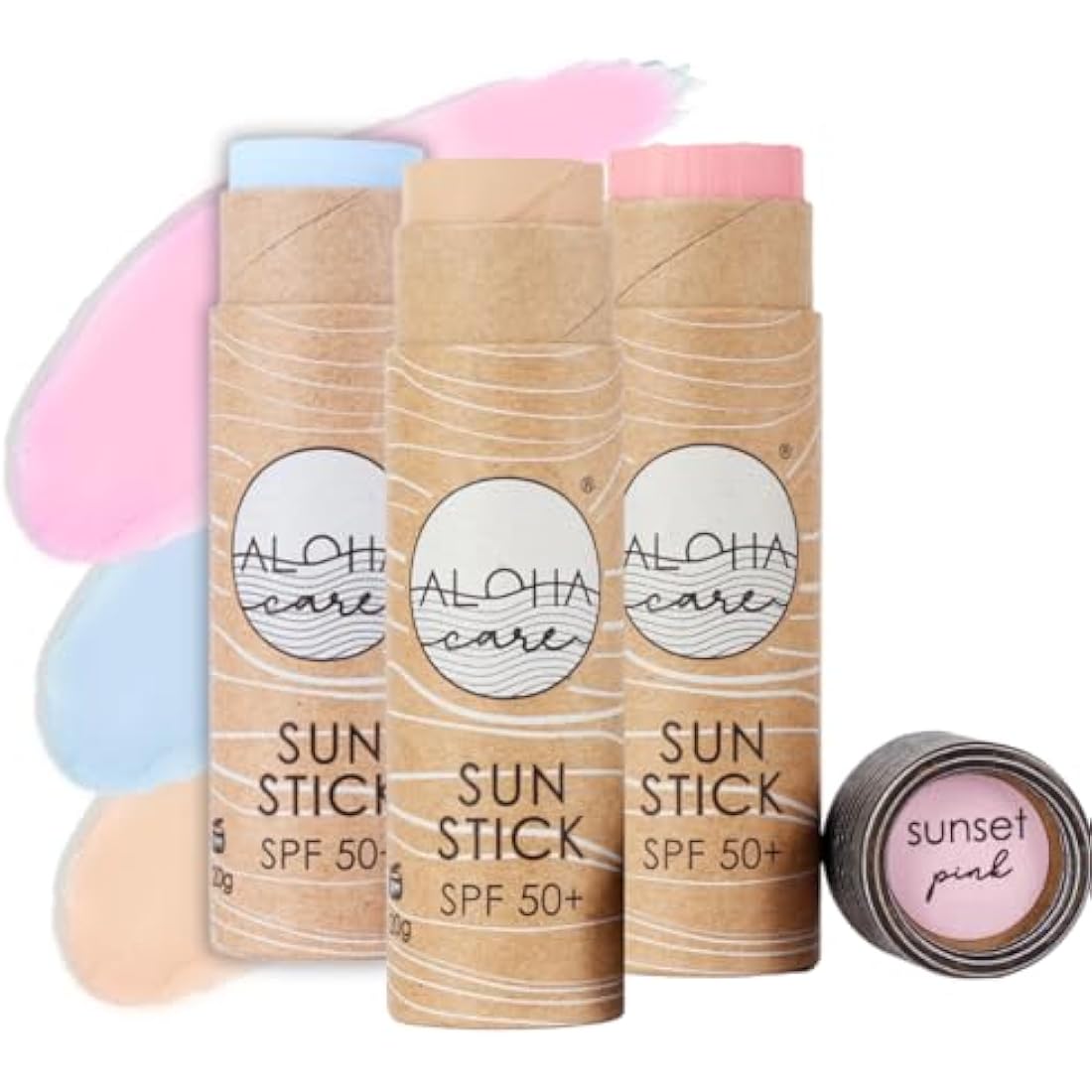 Aloha Sun Stick SPF 50+ | Ideal for Water Sports & Surfing | Mineral Sunscreen Stick SPF 50 Face, Sunblock Stick, Sun Block Sticks for Face, SPF Stick, Zinc Stick Alternative Sunstick | 60g - 3-pack