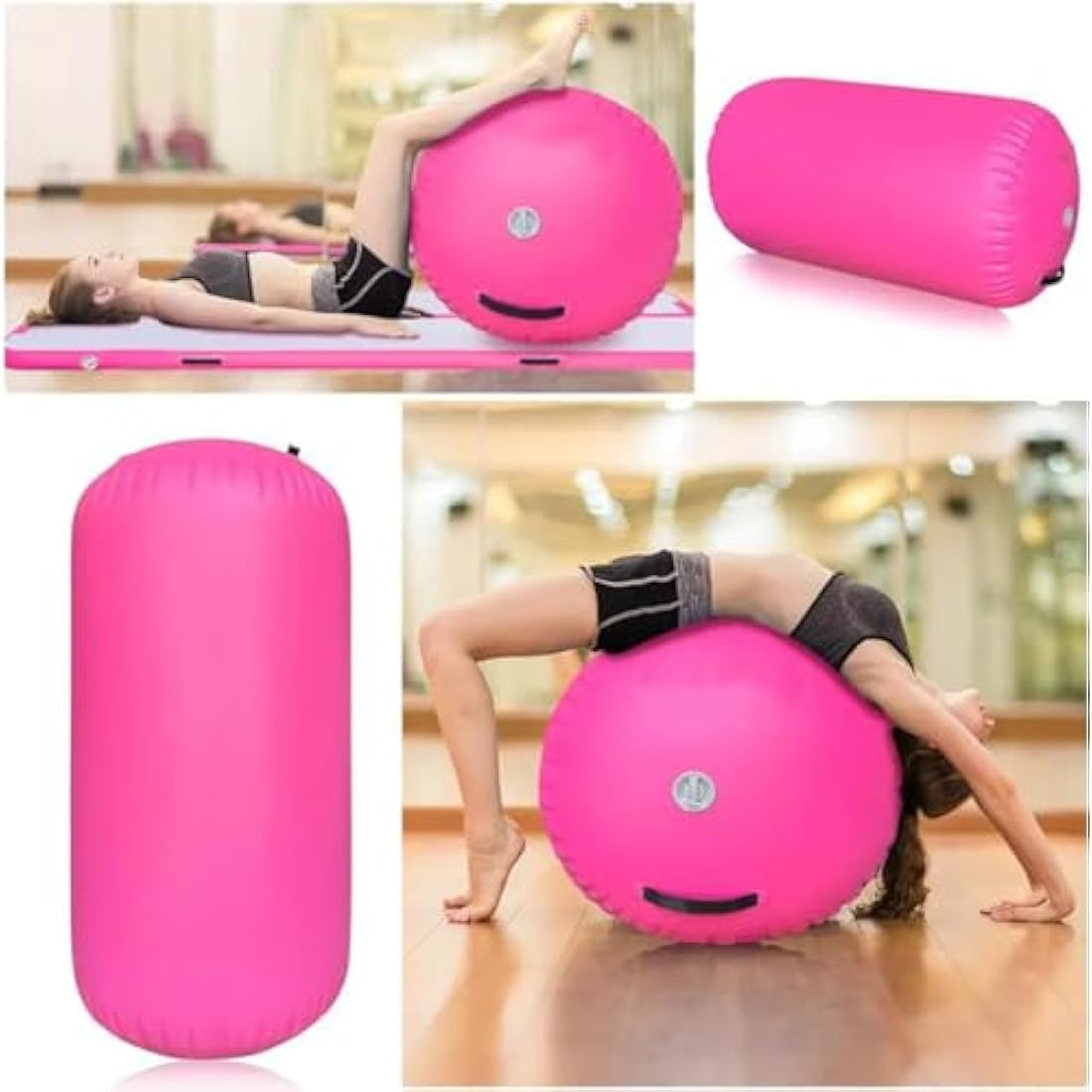 Air Roller Gymnastics Barrel Tumbling Mat Inflatable 60/75/90 CM Air Spot Tumble Track Mat Backbend Trainer with Electric Air Pump for Training/Yoga/Backflip/Home Use