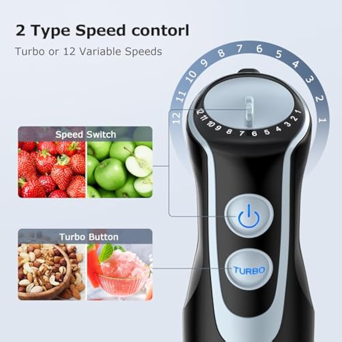 FRESKO Hand Blender 4-in-1, 1000W Electric Stick Blender Stainless Steel with 12-Speeds & Turbo Mode, Baby Food Immersion Blender Handheld with Whisk，700ml Measuring Cup & 500ml Chopper