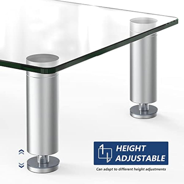 FITUEYES Dual Monitor Stand Glass Height Adjustable PC Laptop Computer Screen Riser, Desk Organzier, 2 Pack-38.5x24x7.5cm