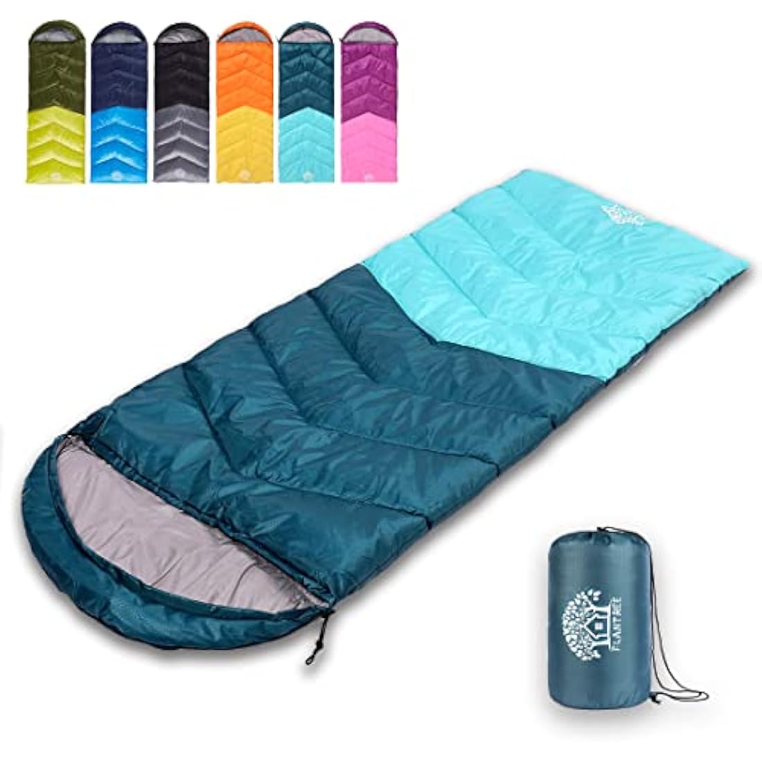 Flantree Sleeping Bag 4 Seasons Adults & Kids for Camping Hiking Trips Warm Cool Weather,Lightweight and Waterproof with Compression Bag,Indoors Outdoors Activities