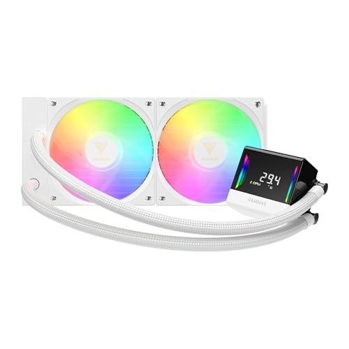 GAMDIAS CHIONE E4 240mm AIO Liquid CPU Cooler, Real-Time Digital Display Patented PWM Pump, 2 x 120mm Easy Cable Management Daisy Chained Fans w/ ARGB Sync, Intel LGA 1851/1700/1200；AMD AM5/AM4, Black