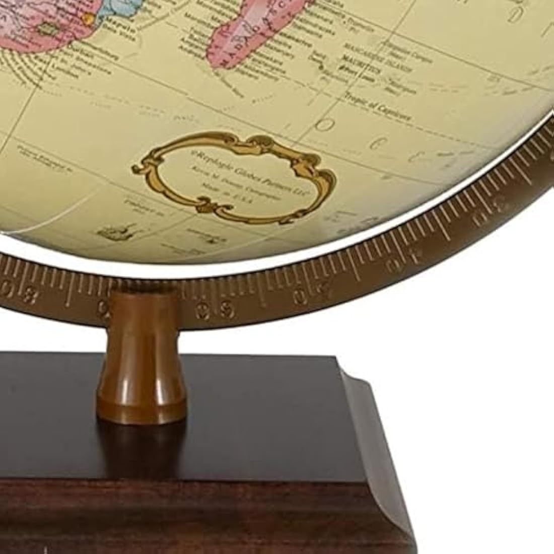 EXERZ 30cm Antique Globe with Wooden Square Base, Vintage Colour Modern Map, Hand Crafted